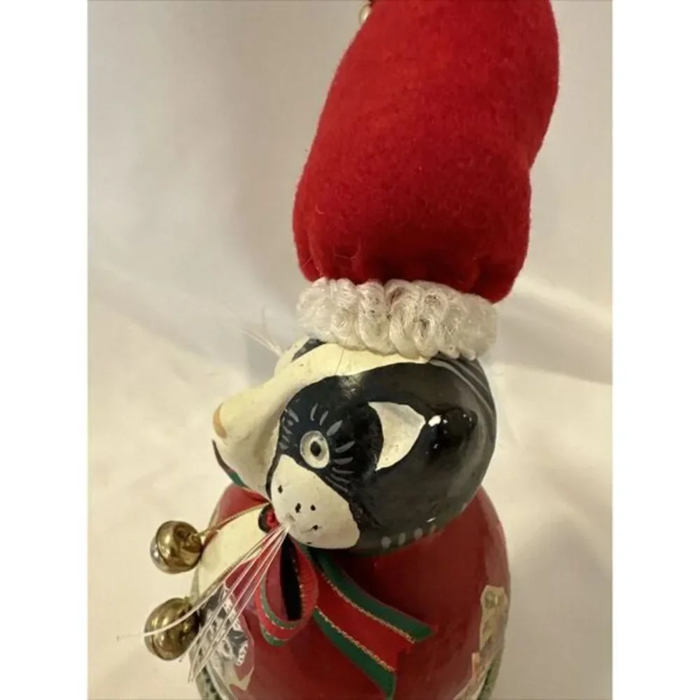 Smithsonian Vtg 10in Cat Decorative Box‎ Decor Santa Paws Christmas Decoupage